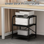 2 Tier Large Printer Stand, 20 x 20 Inches Printer Table with Storage Shelf, Rolling Printer Cart with Wheels for Home Office, Scanner Fax (Black) - Image 2