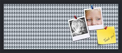 PinPix 30x12 inch Cork Bulletin Board. This Decorative Framed Pin Board Comes with Diamond Pattern in Grey and Blue Design and Satin Black. Ideal for Home, Office Decor or School (PinPix-227) by PinPixBulletinBoards