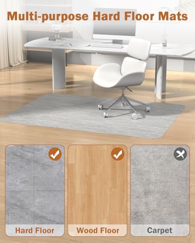 Blvornl Office Chair Mat for Hardwood Floor, 35.4"*47.2" Desk Computer Chair Mat for Hard Wood, Large Anti-Slip Hard Floor Protector, PVC Mat Desk Rug for Office and Home Silver Grey - Image 6