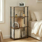 Furinno Turn-N-Tube Storage Shelves, 4-Tier Open Frame Book Shelf, Standing Corner Shelf, Toolless Open Shelves, Classic Tubes, for Organization and Storage, Living Room, Home Office, Amber Pine - Image 2