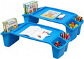 Basicwise 2-Pack Blue Activity Desk Tables with Cup Holders & Storage by Basicwise