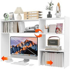 Aetheris Desktop Bookshelf, 43”Adjustable Office Desktop Organizer Shelf, Countertop Storage Hutch with 4 Shelves for Computer Desk, Adjustable Desk Hutch, Wooden Desktop Bookcase by Unknown