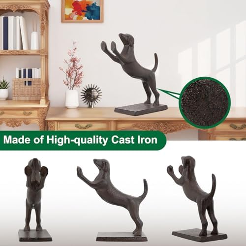 Dog Decorative Bookends, Unique Cast Iron Animal Shape Book Ends to Hold Books Heavy Duty, for Home Library Office Shelf Decoration, Vintage Antique Home Decor, Set of 2 - Image 4
