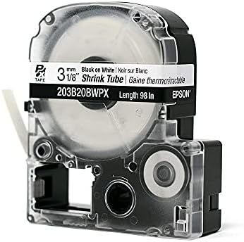 Epson LABELWORKS 203B20BWPX Tape Cartridge - Black on White Shrink Tube Industrial Label Maker Tape - AWG 14-22, 1/8" (3MM) Wide, 8 ft (98") - Image 3