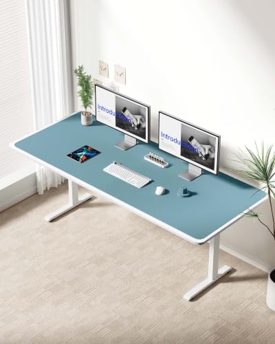 YSAGi Leather Desk Protector, Office Mat, Large Mouse Mat, Non-Slip PU Leather Blotter, Laptop Desk Mat, Waterproof Writing Pad for Office and Home(Aquamarine, 63" x 24") - Image 3