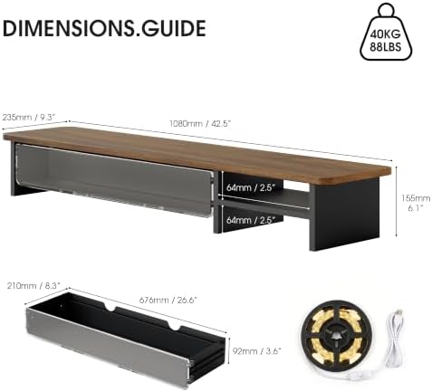 Fenge Monitor Stand with Acrylic Display Drawer for Figures & Collectibles - Image 3