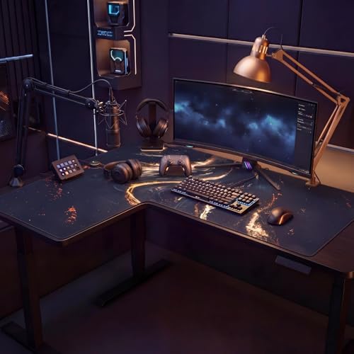 Relaxweex L Shaped Desk Mat for 90° Corner Desks, 53.1" x 39.4" Large Black Waterproof Mouse Pad with 18.9" Wide Arms, Non-Slip Rubber Desk Protector for Office, Computer and Gaming - Image 4