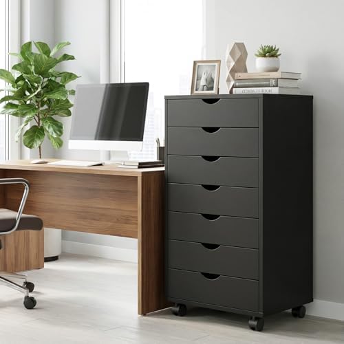 7 Drawer Mobile File Cabinet, Printer Stand with Wheels - Image 2