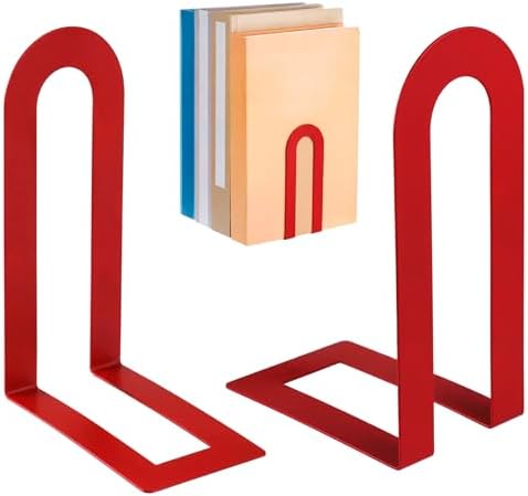 Chunful 6 Pcs Red Metal BookEnds Shelves, 7.5 x 5.75 x 3.5 in by Chunful