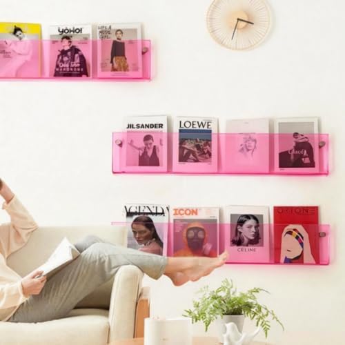 ROYALITA 2-Pack Acrylic Magazine Holder Brochure Holder, Pink 17 Inch - Image 6