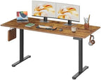 DEVAISE Computer Desk, Home Office, 63 Inch with Adjustable Height, Rustic Brown by DEVAISE