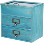 Small Wooden Drawers Wooden Box with Drawer Blue by PACKGILO