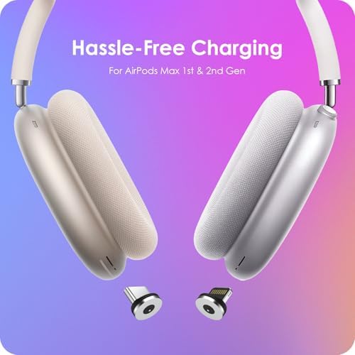 Headphone Charging Station for AirPods Max 1 & 2 - Magnetic Charger Dock with Lightning & USB-C Connectors, LED Indicator, Easy Drop-in Charging (Starlight) - Image 2