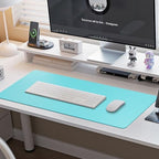 Boutilon Leather Desk Pad Protector,Non-Slip Mouse Pad,Laptop Desk Pad,Office Mouse Mat,Waterproof Leather Desk Blotter,Desk Writing Pad for Office and Home (XXXL-Bright Blue,47"x 24") - Image 6