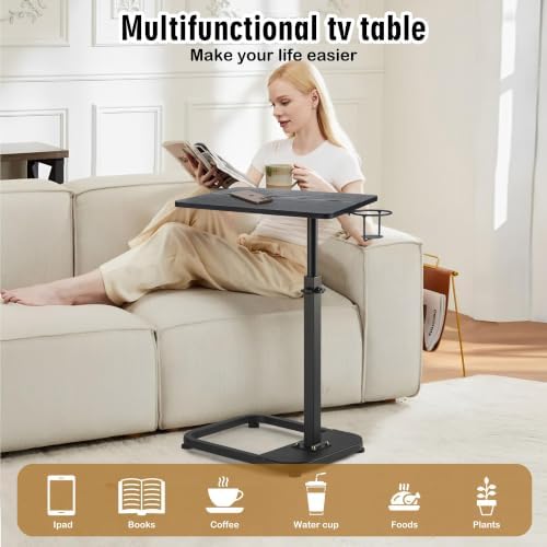 facka Adjustable C-Shaped TV Tray Table 18-32 Inch Height Couch Table - Image 5