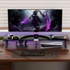 TEAMIX 42 inch Dual Monitor Stand with Storage Drawer & Phone Holder, Black - Image 6