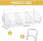 Suzile 2 Pcs Metal Garage Baskets Set with 4 Pegboard Hooks - Wall Mount Storage for Workbench, Bathroom Accessories - 3 Grid (White) - Image 2