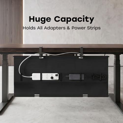 No Drill Under Desk Cable Management Tray, 36 Inch, Black - Image 2