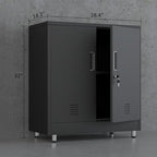 JINGUR Metal Storage Cabinet with Locking Doors and Adjustable Shelf, Small Lockable Sideboard Buffet Cabinet for Home Office Hallway Entryway Living Dining Room (Black) - Image 3
