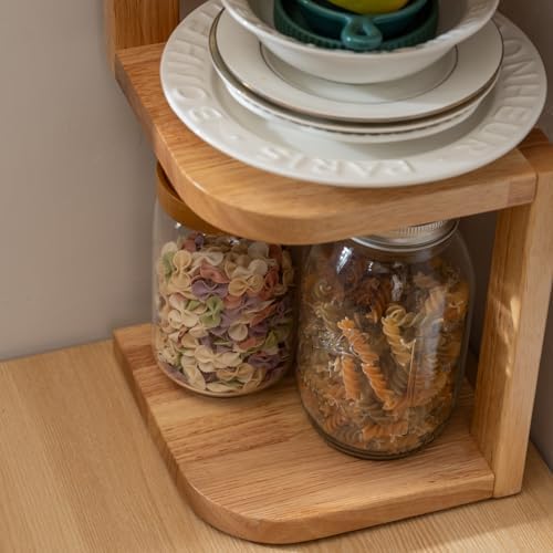 Corner Shelf Stand Desk Organizer,26.8" H Rubberwood Brown Rack for Small Spaces, Bedroom,Home Office,Kitchen,Bathroom (Natural, 4 Tier) - Image 6