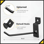 Moxweyeni 100 Pack Slatwall Hooks for Retail Garage Metal,4 Inch,Black - Image 2