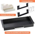 Under Desk Drawer 21" with 4 Divider Trays, Storage Drawer Organizer - Image 3