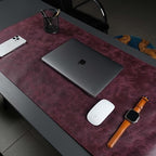 Jersey Genuine Calfskin Leather Desk Pad, Office Desk Mat with Non-Slip Bottom, Smooth Surface for Mouse & Keyboard, Desk Protector (36x19 inches) (Dark Purple) by TORONATA