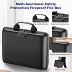 Fireproof Document Box, Hard Case Fireproof File Organizer Box with Lock and 13 Pocket Accordion File Folder, Portable Safe Box for Home Office Travel to Storage Important Documents Laptop Blue - Image 6