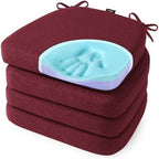 SUNROX Cooling Gel Memory Foam Chair Cushions, 2.6" Thick U-Shaped Dual-Layer Comfort Dining Chair Pads, Non Slip Seat Cushion with Ties for Indoor Kitchen Office 17"x16" Set of 4, Burgundy by SUNROX