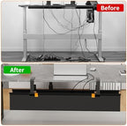 No Drill Under Desk Cable Management Tray (Black) - Image 5