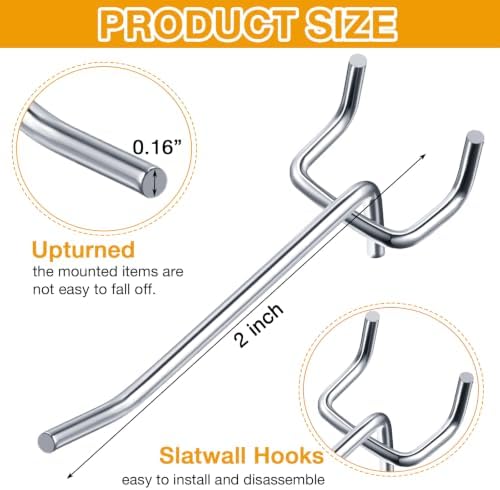 Funrous 100 Pack Hooks for Pegboard Stainless Steel Garage, 2.8 Inch - Image 2