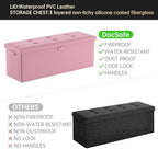 DocSafe Storage Ottoman Bench, Fireproof＆Waterproof Folding Bench with Lock(15”x 43”x15”), Leather Storage Chest with Handles＆2 Extra Boxes, Ottoman Safe for Bedroom,Living Room,Home Office, Pink - Image 6