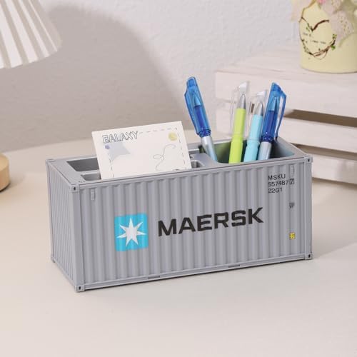 Desk Organizer Office Supplies Multi-function Shipping Container Storage Box Pen/Pencil,Business Name Cards Remote Control Holder Gray, Pen and Pencil Shipping Container Style Holders (Grey) by CustomDecorUniqueExperien