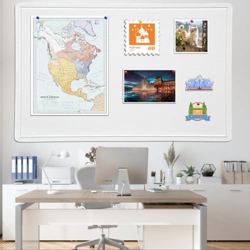 Large Bulletin Board 60" x 36" Felt Cork Board,Decor Pin Board, Warm White - Image 5