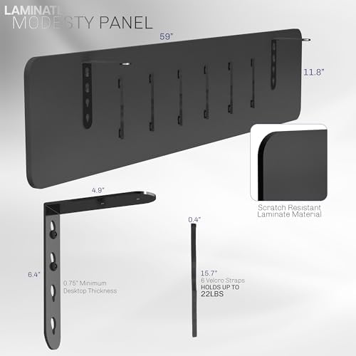 VIVO Laminate 59 x 12 inch Modesty Panel for Office Desk, 3 Configuration Options, Cable Management Organizer, Black, PP-LM60-B - Image 3