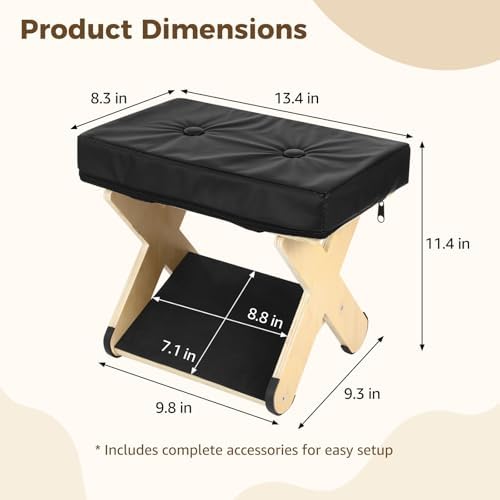 Double Step Foot Rest Under Desk, Ergonomic Wood Foot Stool with PU Cushion Top, Desk Foot Rest for Office Chair, Under Desk Footrest Stool for Work, Leg Rest Support (Natural Wood) - Image 5