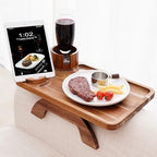 Nnewvante 2 Pack Couch Armrest Table, Acacia Wood Sofa Arm Clip On Tray - Image 6