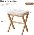 Foot Stool Small Ottoman Foot Rest Padded Foot Stool Desk for Under Office Desk Vanity Stool Bamboo Footstool Sofa Footrest Shoe Stool Small Foot Stools (Natural Legs + Beige) - Image 2