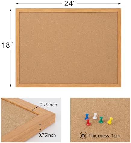 Cork Board Bulletin Board 18 x 24, Wood Framed Corkboard for Wall - Image 6