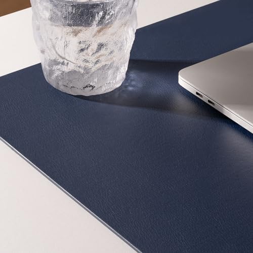 Nekmit Leather Desk Blotter Pad 17 x 12 Inches, Flat, Non-Slip, Waterproof, Blue - Image 3