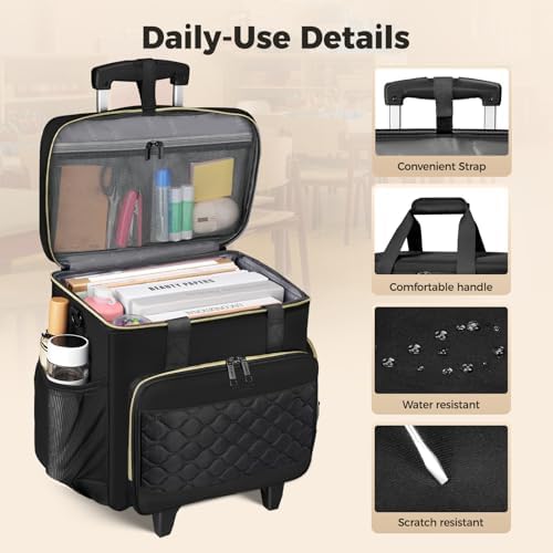 Ytonet 15.6" Teacher Rolling Bag with Insulated Lunch Bag, Bag with Wheels - Image 6