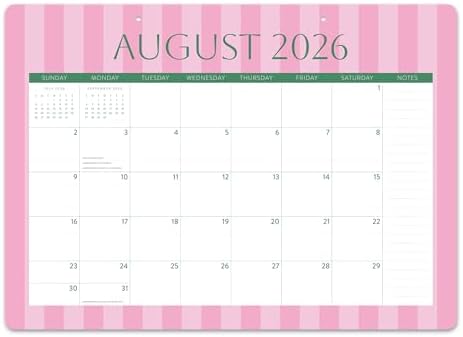 Orange Circle Studio 2027 Cabana Stripes Decorative Desk Blotter Calendar, 17-Month Desk Pad Planner, 18.75" x 13.5" Monthly Pages, Tear-Off Sheets, Notes Section for Office & Home Workspace Area by OrangeCircleStudio
