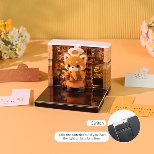 3D Calendar 2027, 3D Memo Pad Art Sticky Notes, Time Piece Calendar 2027, Creative Weekly Notepad with Light, Paper Carving Art Desktop Gift for Christmas Birthday Anniversaries (Raccoon) - Image 3