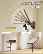 Laptop Stand Floor, Wood Music Stand, Tablet Floor Stands Adjustable Height, Tall Book Stand Hands Free, for Projector, Office, Study, Brown - Image 3