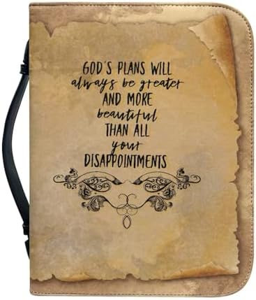 Classic Bible Cover for Women Girls Large PU Leather Bible Carrying Case Bag Scripture Book Bag Protective Stylish Church Carrying Bag, Brown by Glomenade