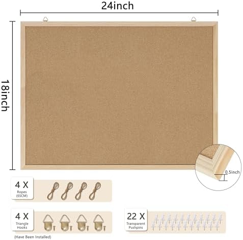 DAHAPYBOO Bulletin Board for Office with Pin Oak Wood Boards 2Pack,24x18 - Image 2