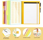 Ospelelf Clipboard with Storage for Men Women, Leather Padfolio Portfolio Organizer 5 Folders with 10 Pockets, Spiral Clipboard Folio with Notepad for Letter Size, Elastic Closure and Pen Loop Floral - Image 6