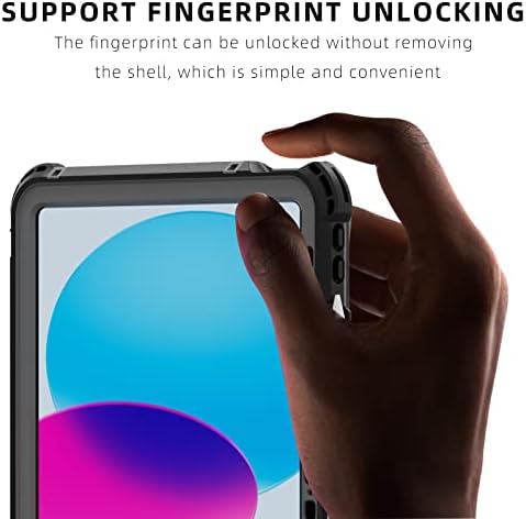 Compatible with iPad (A16)/10th Generation IP68 Waterproof Case A3354 A3355 A2757 A2696 w/Pencil Holder Kickstand Lanyard Shock-Proof Full-Sealing Cover Compatible with Magic Keyboard - Image 6