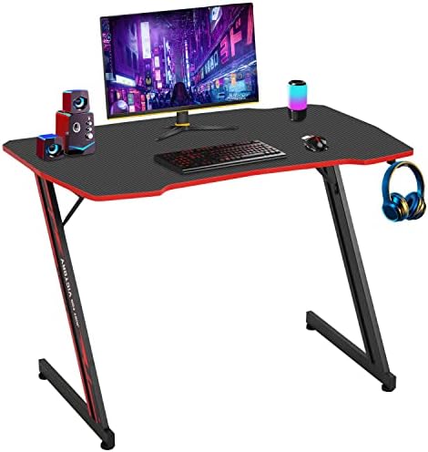 BestOffice | 39" Gaming Table | Red | Z-Shaped Computer Desk by BestOffice