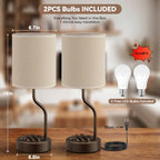 Fenmzee Bedside Lamps for Bedroom Set - 18" Beige Table Lamp for Nightstand - Image 6
